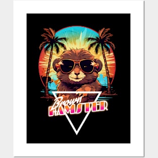 Retro Wave Brown Hamster Vibes Posters and Art